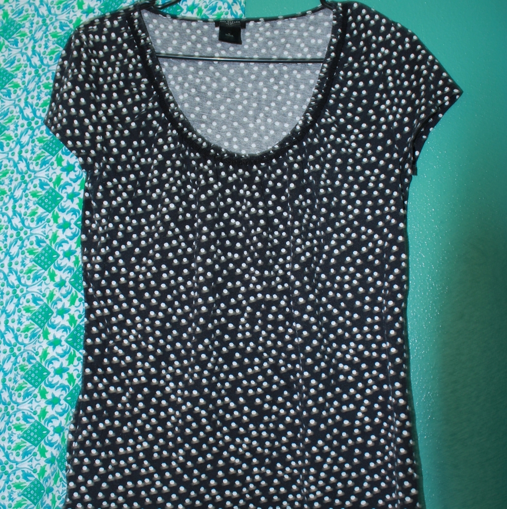 Black and white polka dot Ann Taylor short sleeve
